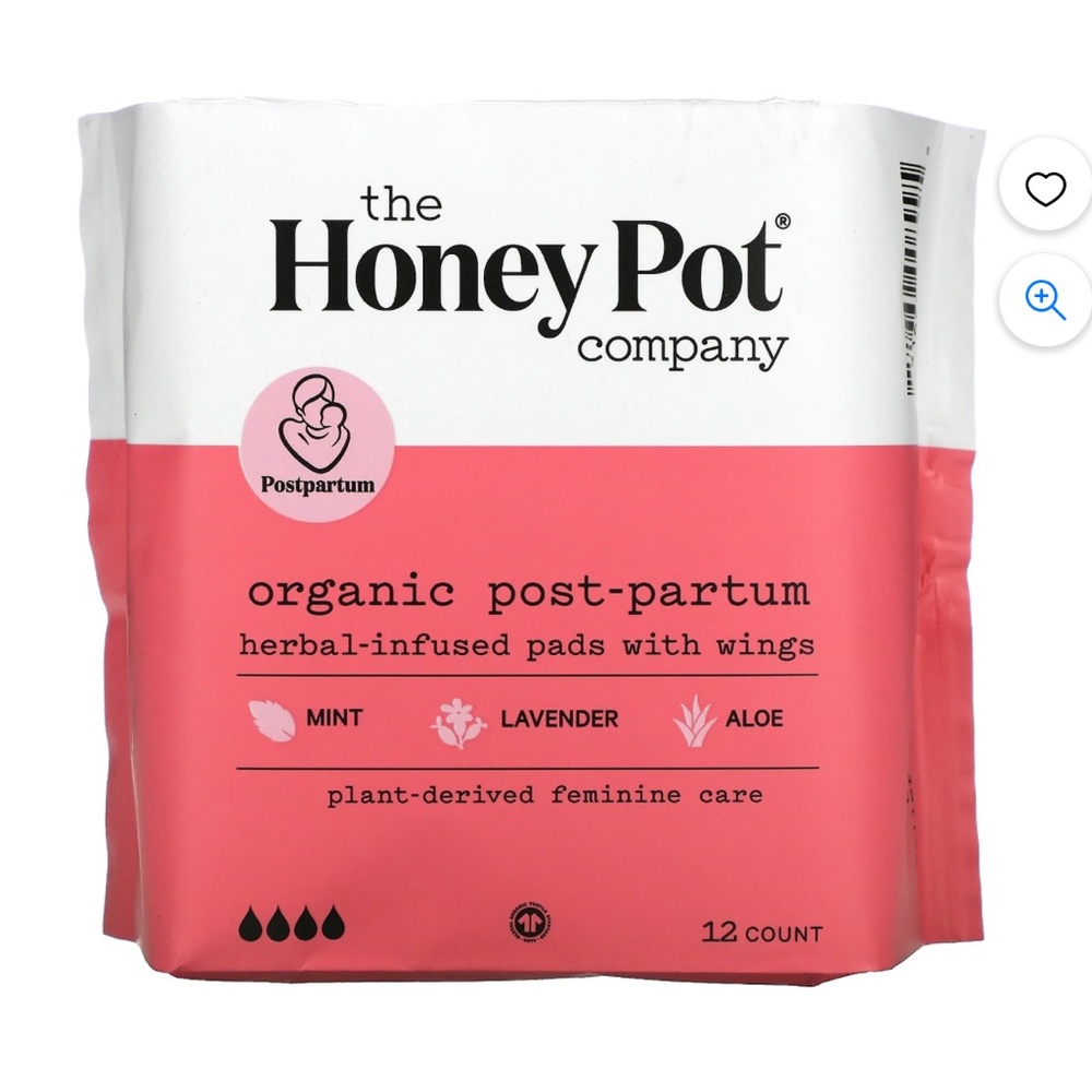 THE HONEY POT COMPANY Organic Herbal-Infused Pads with Wings Post-Partum NEW